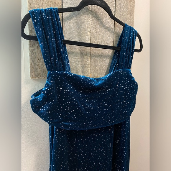 Cider NWOT VELVET OFF-SHOULDER STAR RUCHED MAXI DRESS XL - Picture 4 of 11